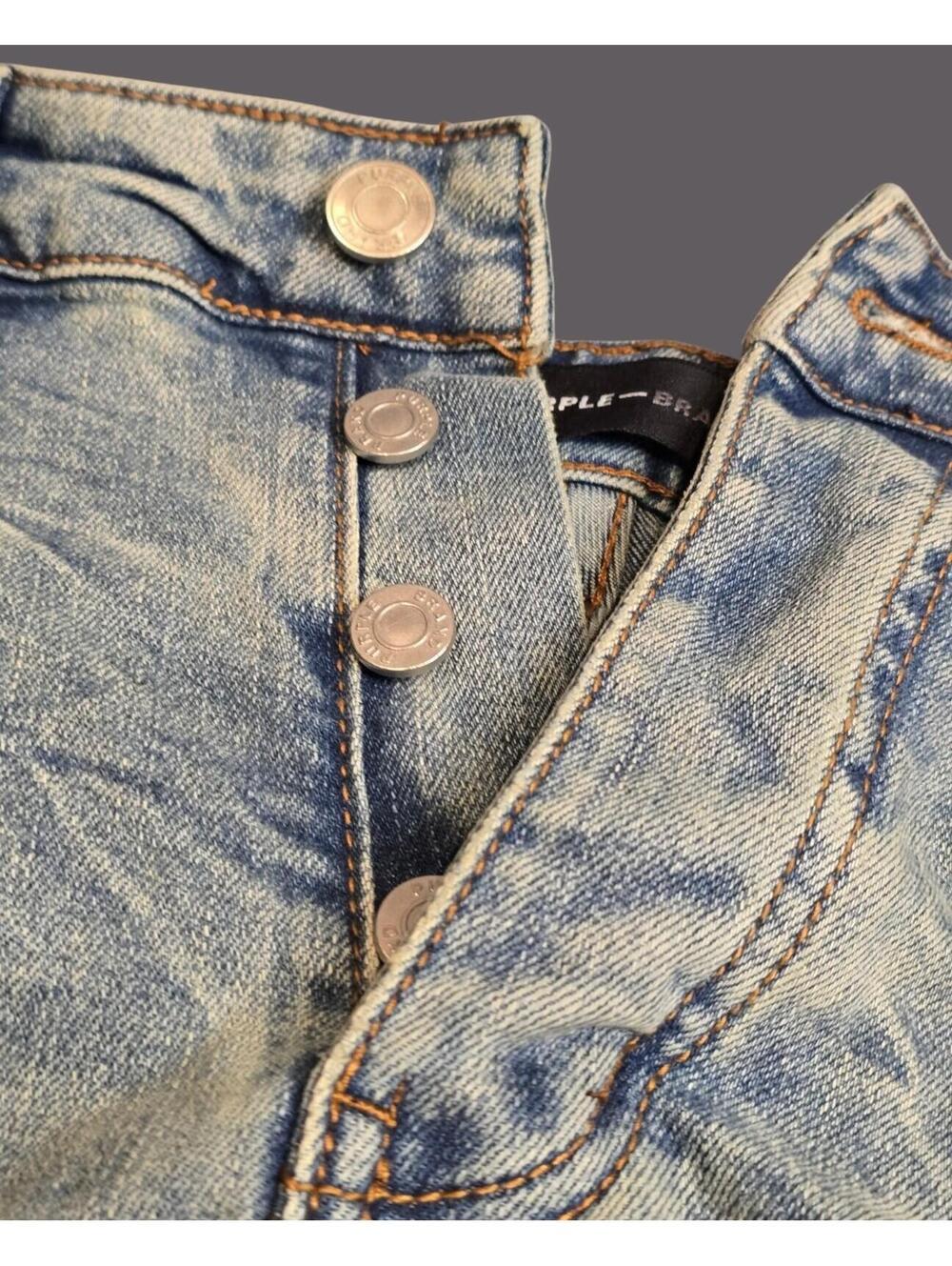 Purple Brand Light Wash Blue Men's Slim Denim Jeans Button - Picture 4 of 7